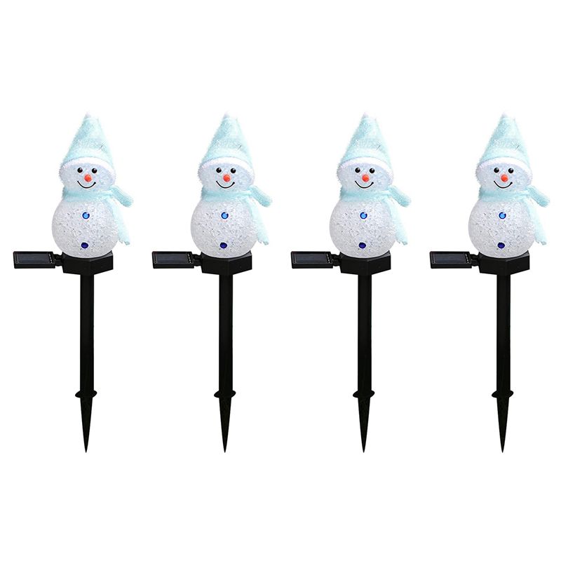 Outdoor Power For Xmas Lights - N84R 4X スノーマンソーラーライトクリスマス太陽光発電 LED スノーマンライト装飾屋外ガーデンステークランプクリスマスブルー