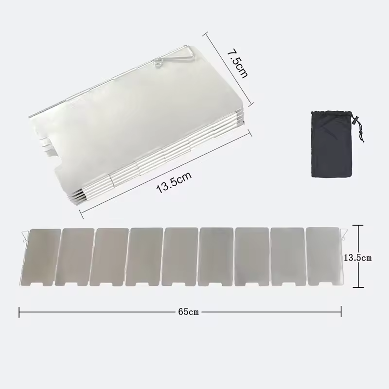 Outdoor Power Burner - アウトドアストーブ風防 キャンプ用風よけ 9枚プレート 折りたたみ式 ガスコンロ 風よけ