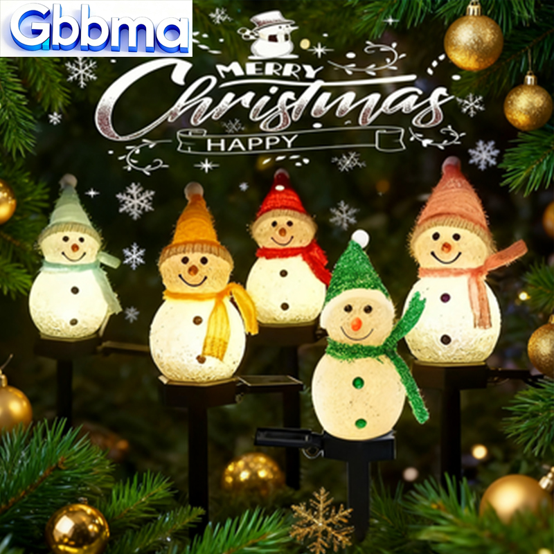 Outdoor Power For Xmas Lights - 2つのLED雪だるまソーラーガーデンライト屋外地面杭ライトソーラー式クリスマス通路ライトクリスマス芝生庭装飾用