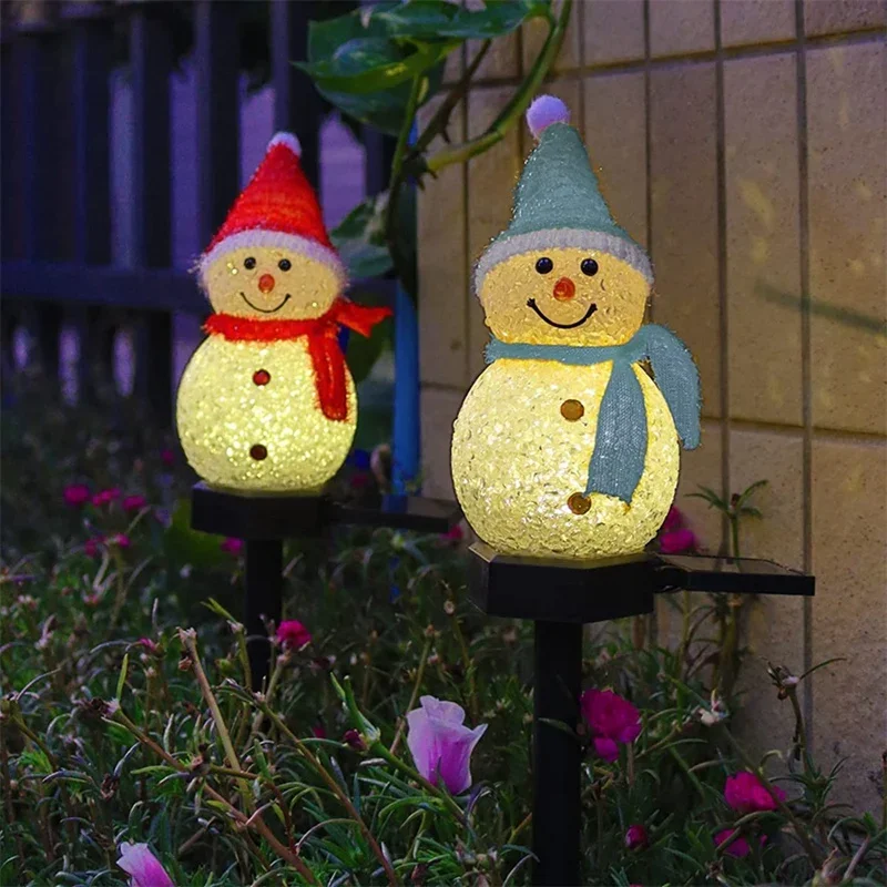 Outdoor Power For Xmas Lights - ソーラーLED雪だるま型アンビエントライト 屋外用杭型ライト ソーラー式クリスマス通路ライト クリスマスの庭の装飾用