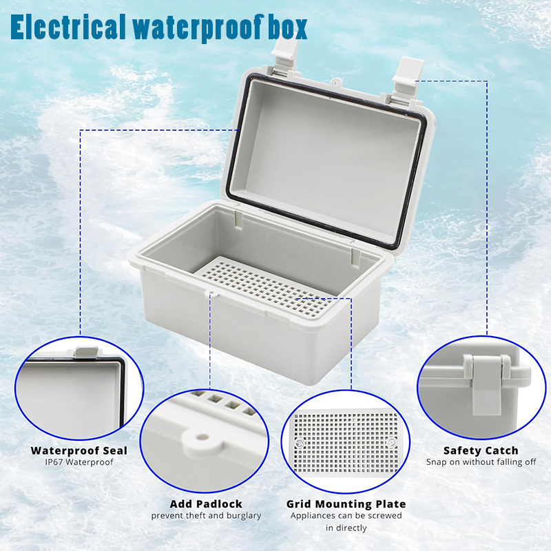 Outdoor Power Outlet Box - IP66防水電気接続ボックス 屋外用プラスチック配電ボックス グレー/透明PC筐体付き