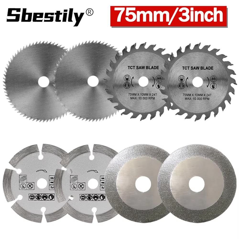 Stump Grinder Attachment - 4/8個入り 75mm 3インチ 超硬丸鋸刃 木材切断ディスク 石材切断ディスク