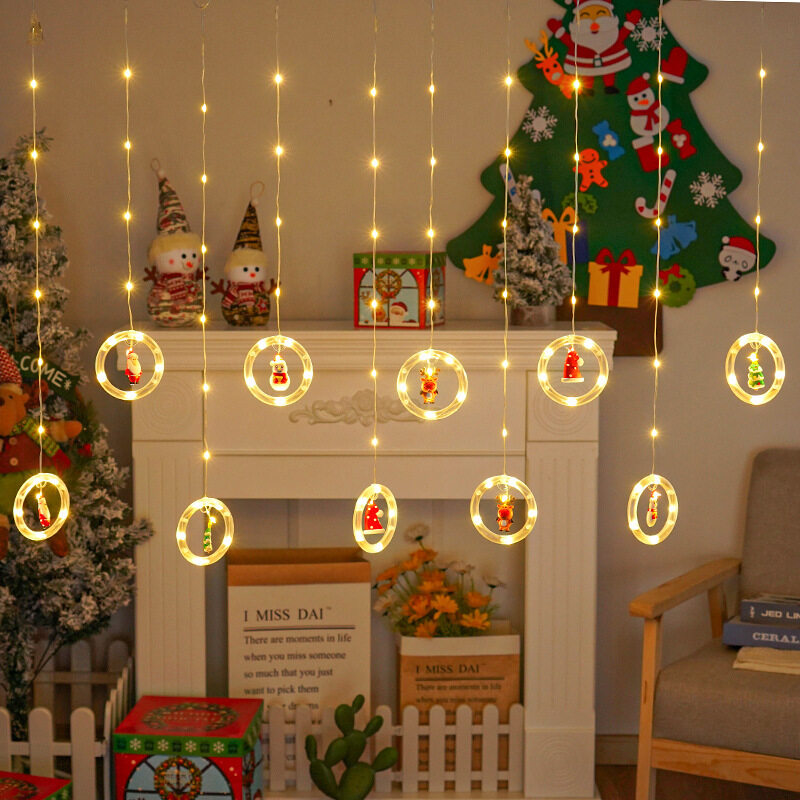 Outdoor Power For Xmas Lights - クリスマスLEDカーテンライト USB電源 フェアリーストリングライト サンタ付き 室内/屋外 クリスマスパーティー