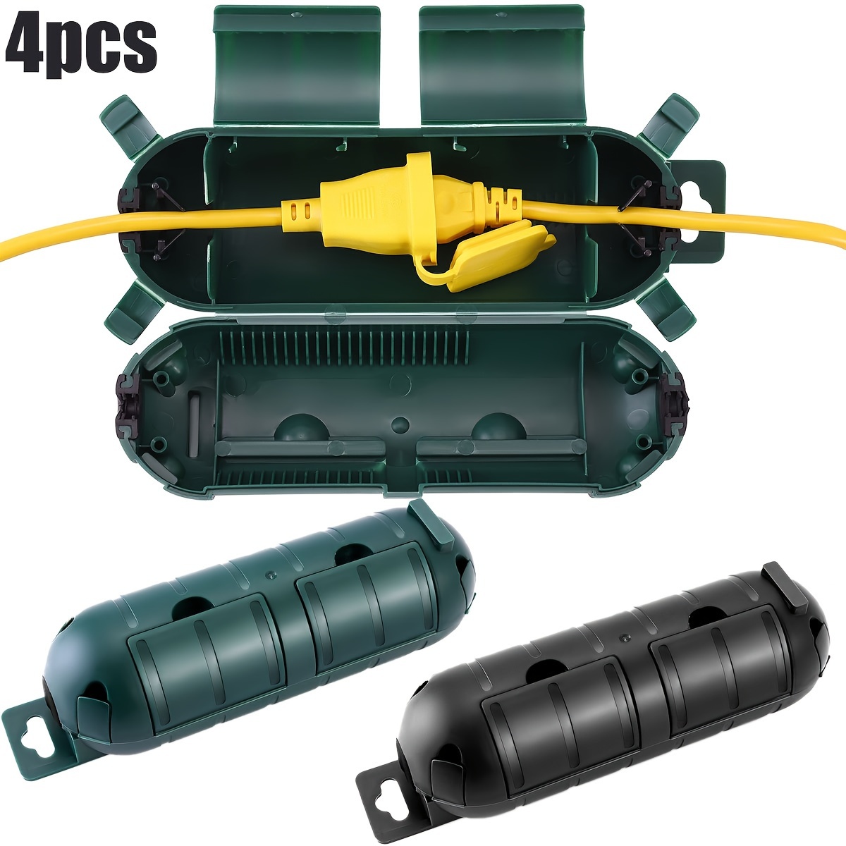 Outdoor Power Socket Cover - 屋外延長コード安全カバーシール4個、屋外コンセントプラグを保護する耐候性電気接続ボックス