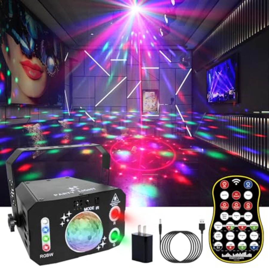 Outdoor Power For Xmas Lights - 7レンズディスコボールライトUSB電源RGBW DJストロボ照明サウンド起動レーザーパーティーライト屋内屋外クリスマスクラブバー用