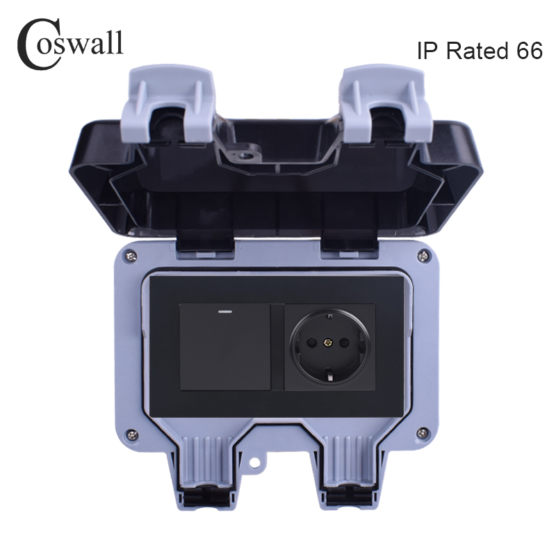 Coswall IP66全天候防水屋外壁電源ソケット16A  - Outdoor Power Outlet Weatherproof のレビューと価格