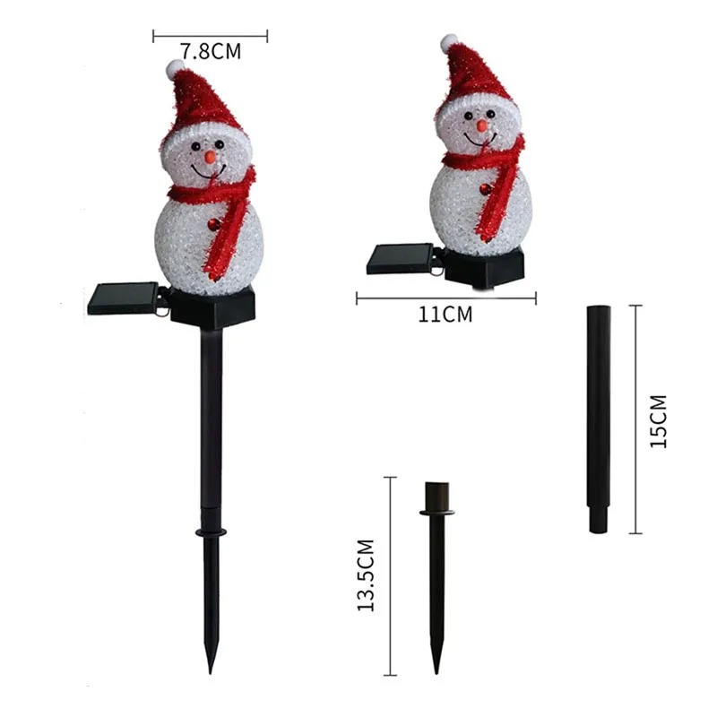 2つのLED雪だるまソーラーガーデンライト屋外地面杭ライトソ - Outdoor Power For Xmas Lights のレビューと価格