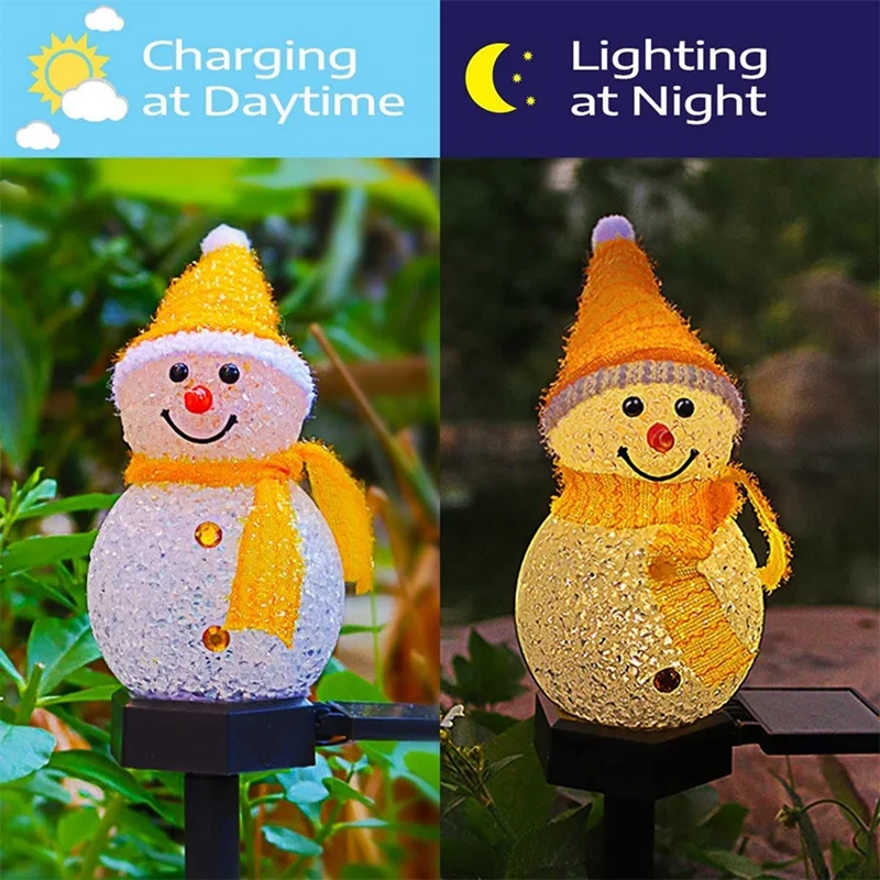 ソーラーLED雪だるま型アンビエントライト 屋外用杭型ライト - Outdoor Power For Xmas Lights のレビューと価格