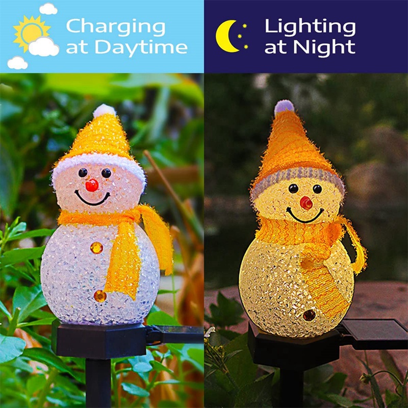LED 雪だるまソーラーガーデンライト屋外地面ステークライト - Outdoor Power For Xmas Lights のレビューと価格