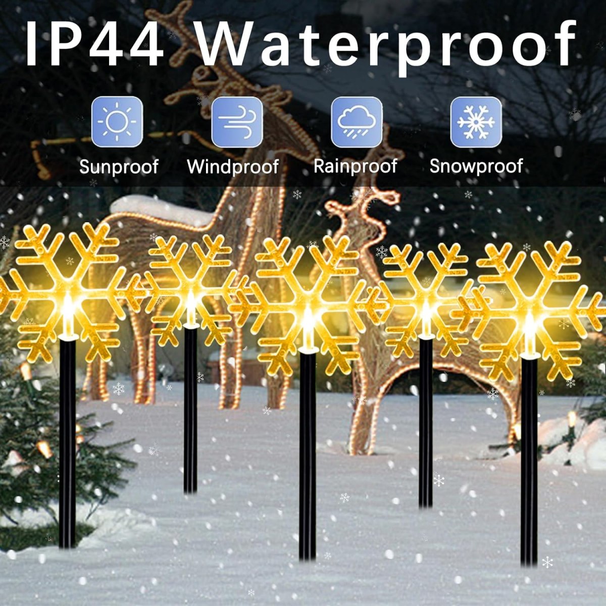 ソーラーパワークリスマスパパスライト、防水スノーフレーク、ク - Outdoor Power For Xmas Lights のレビューと価格