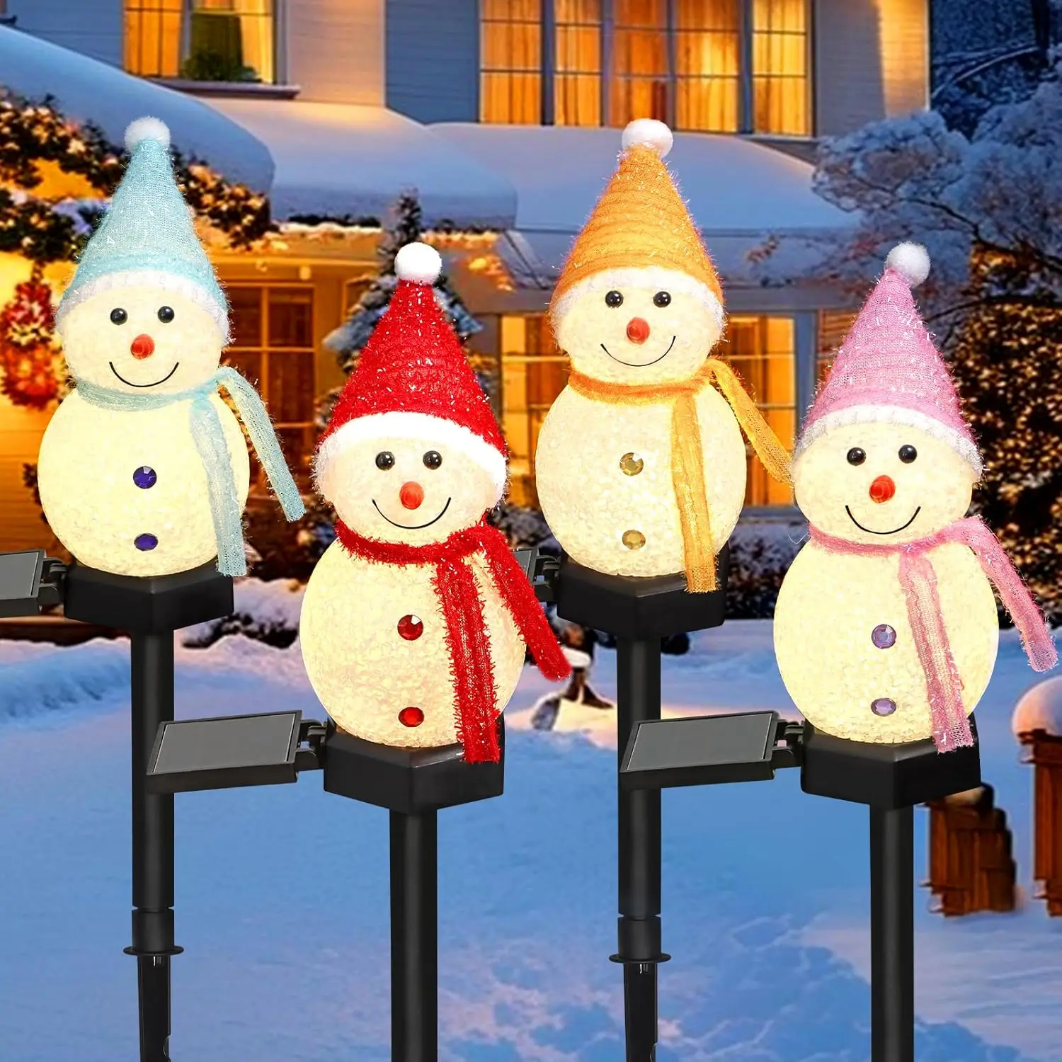 LED雪だるまソーラーガーデンライト屋外地面杭ライトソーラー - Outdoor Power For Xmas Lights のレビューと価格