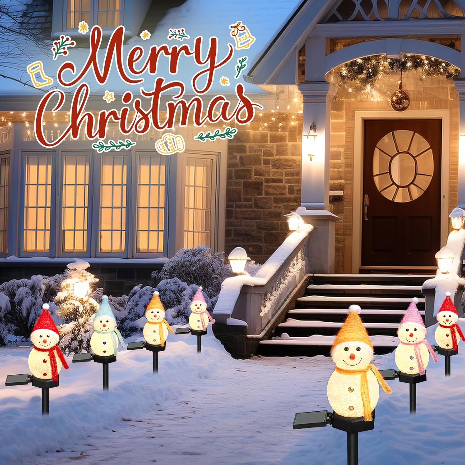 LED雪だるまソーラーガーデンライト屋外地面杭ライトソーラー - Outdoor Power For Xmas Lights のレビューと価格