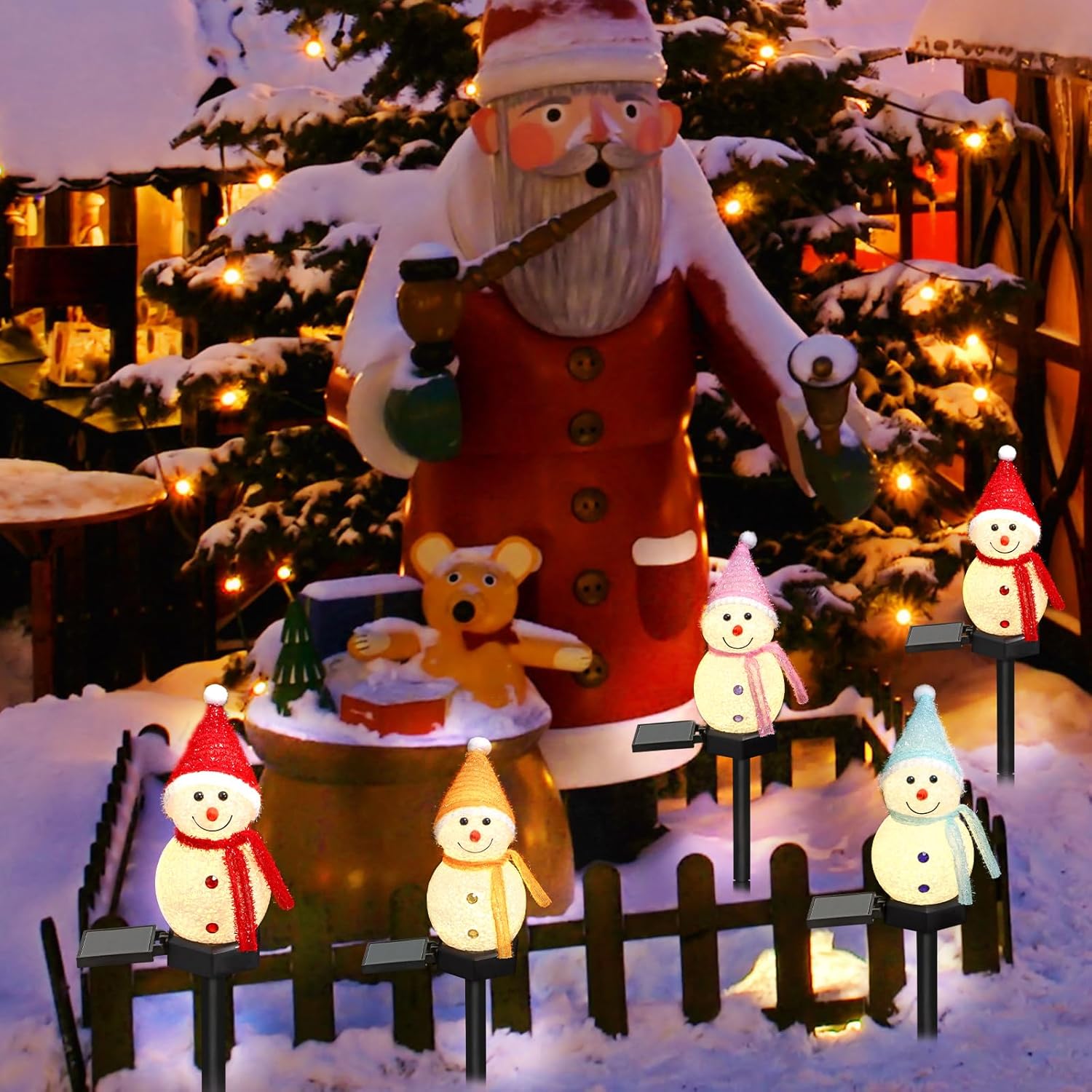 LED雪だるまソーラーガーデンライト屋外地面杭ライトソーラー - Outdoor Power For Xmas Lights のレビューと価格