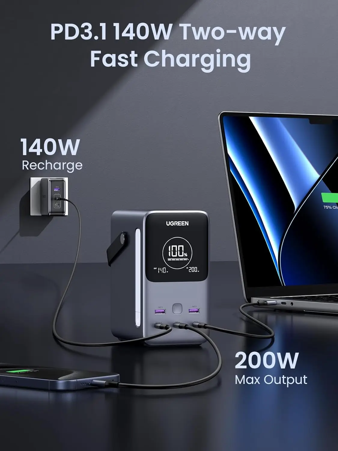 UGREEN 300W 48000mAh ポータブル充電器  - Ugreen Outdoor Power Bank のレビューと価格