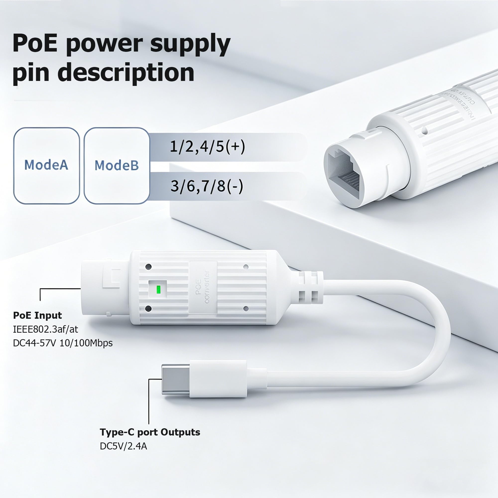 POE to USB-C 電源コンバーター RJ45 メス  - Outdoor Power Adapter Usb C のレビューと価格