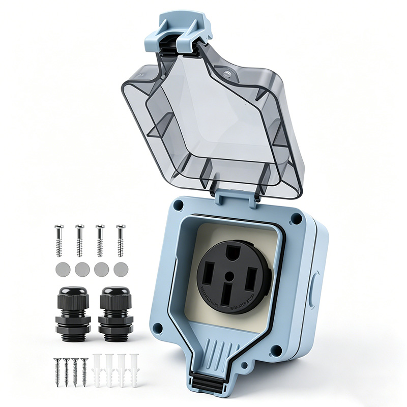 屋外電源コンセントボックス 防水IP66 50A 125v2 - Outdoor Power Outlet Box のレビューと価格