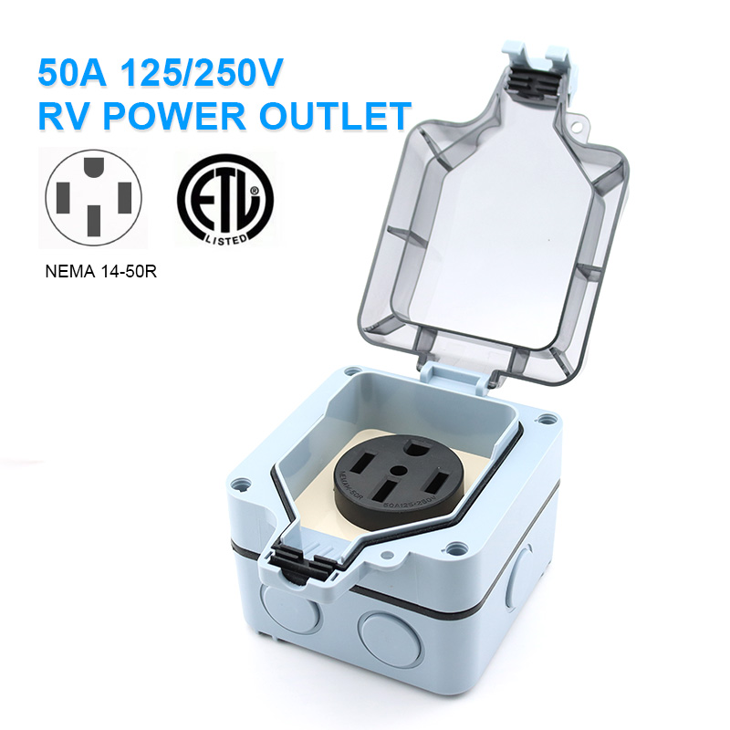 屋外電源コンセントボックス 防水IP66 50A 125v2 - Outdoor Power Outlet Box のレビューと価格