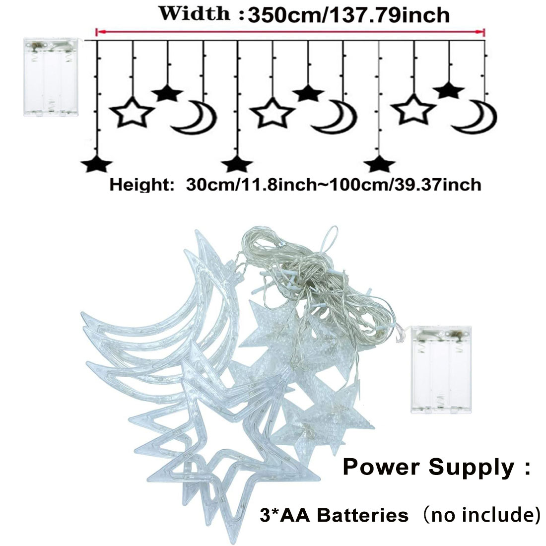 3.5 メートルスタームーン LED カーテンストリングライ - Outdoor Power For Xmas Lights のレビューと価格