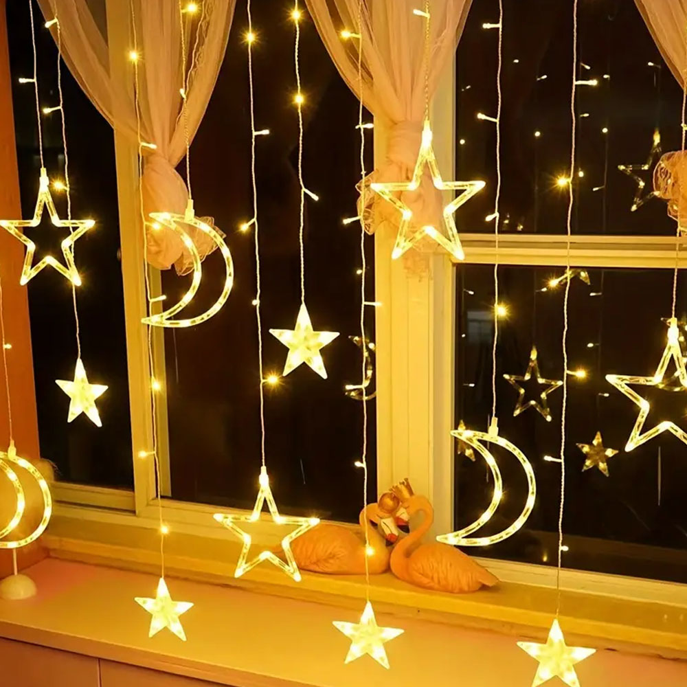 3.5 メートルスタームーン LED カーテンストリングライ - Outdoor Power For Xmas Lights のレビューと価格