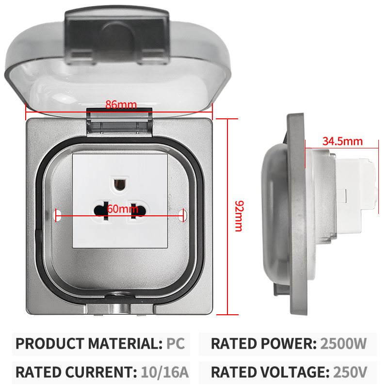 IP65防水屋外コンセント、16A高出力壁プレート、250V - Outdoor Power Outlet Weatherproof のレビューと価格