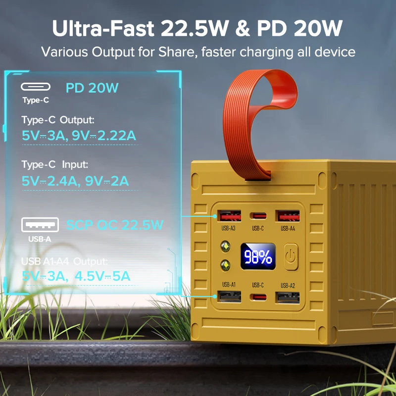 QOOVI 60000mAh パワーバンク 22.5 ワット - Outdoor Power Adapter Usb C のレビューと価格