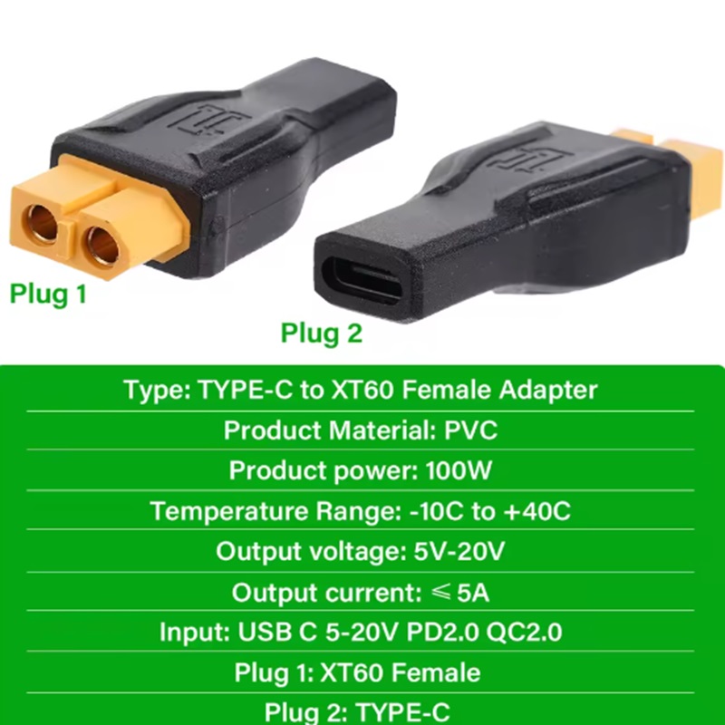 USB C タイプ C から XT60 メスアダプター 10 - Outdoor Power Adapter Usb C のレビューと価格
